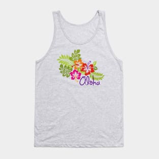 Tropical Aloha Hibiscus Blossoms Bouquet Tank Top